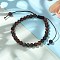 Natural Tiger Eye Round Bead Adjustable Braided Bracelets, , 6mm