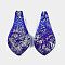 Lampwork Big Pendants, with Foil, Leaf, Blue, 57~60x29x10.5mm, Hole: 6.5x4.5mm