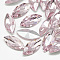 Pointed Back Glass Rhinestone Cabochons, Back Plated, Faceted, Horse Eye, Light Rose, 18x9x5mm