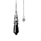 Natural Black Onyx Dowsing Pendulum Big Pendants, with Platinum Plated Metal Cone, Hexagonal Cone Charm, 260mm