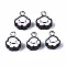 Handmade Polymer Clay Charms, with Platinum Plated Iron Loop, Cloud with Smile, Black, 11~14x9~11.5x4mm, Hole: 1.8mm