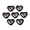 Flower Printed Opaque Acrylic Heart Beads, Black, 16x19x8mm, Hole: 2mm