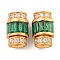 925 Sterling Silver Micro Pave Cubic Zirconia Screw Clasps, Column, Real 18K Gold Plated, Green, 11x7mm, Hole: 3.5mm