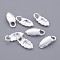 Glue-on Flat Pad Bails, Brass, Leaf Shape, Silver Color Plated, Nickel Free, about 6mm wide, 14mm long, 1mm thick, hole: 2.5mm