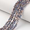 Electroplate Transparent Glass Beads Strands, Half Copper Plated, Faceted, Rondelle, Steel Blue, 3.5x3mm, Hole: 0.4mm, about 113~118pcs/strand, 31~33cm