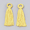 Polyester Tassel Big Pendant Decorations, Gold, 98~110x24~26x10~15mm, Hole: 14mm