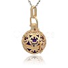 Golden Tone Brass Hollow Round Cage Pendants KK-J216-14G-2