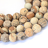 Frosted Natural Picture Jasper Round Bead Strands X-G-E334-6mm-26-1