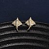 Brass Micro Pave Clear Cubic Zirconia Stud Earrings LS-EJEW-D328-04G-01-1