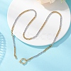 Two Tone 4MM 304 Stainless Steel Cuban Link Chain Necklaces with Spring Ring Clasps NJEW-JN05707-1