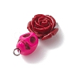 5Pcs 5 Colors Synthetic Coral & Turquoise Dyed Flower Skull Connector Charms PALLOY-JF02783-4