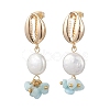 Shell Shape Natural Larimar Dangle Stud Earrings EJEW-JE07054-2