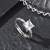 Brass & Clear Cubic Zirconia Finger Rings CU-CBA7E55-09P-1