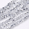 Faceted(32 Facets) Round Half Plated Electroplate Glass Beads Strands X-EGLA-J042-4mm-H02-2