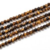 Natural Frosted Tiger Eye Round Bead Strands G-M064-4mm-02-1