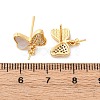 Brass Micro Pave Cubic Zirconia Shell Stud Earrings Findings KK-D363-07G-3