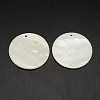 Flat Round Freshwater Shell Pendants X-SHEL-M005-35-1