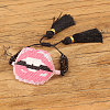 Glass Seed Braided Bead Bracelet with Double Tassel BJEW-A121-02B-3