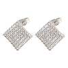 Brass Micro Pave Clear Cubic Zirconia Rhombus Stud Earrings for Women EJEW-G362-09P-1