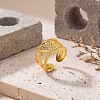 304 Stainless Steel Cubic Zirconia Cuff Open Rings for Women WG55D17-01-2