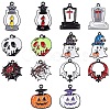 14Pcs 14 Style Halloween Theme Rack Plating Spray Painted Alloy Enamel Pendants ENAM-YW0003-84-1