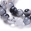 Natural Tourmalinated Quartz/Black Rutilated Quartz Beads Strands X-G-E558-04-8mm-3