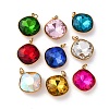 High Polished 316 Stainless Steel Faceted Glass Pendants STAS-K258-47G-1