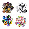 Mixed Pattern Half Round/Dome Printed Glass Cabochons GLAA-T029-16C-2