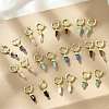 Natural Mixed Stone Hoop Earrings EJEW-P306-01G-1