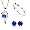 Rhinestone Twist Pendant Necklace & Diamond Bangle & Stud Earrings JEW101E-1