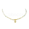 Ocean Brass Pave Clear Cubic Zirconia Sea Animals Pendant Natural Shell and Glass Seed Beaded Necklaces for Women NJEW-JN06345-02-3