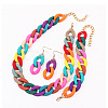 Acrylic Curb Chain Chain Necklaces & Dangle Earrings & Bracelets Sets FS-WGA399B-02-1