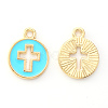 Light Gold Plated Alloy Enamel Pendants X-ENAM-R136-18D-2