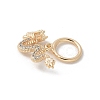 Brass Micro Pave Clear Cubic Zirconia Dragon European Dangle Charms KK-U052-38G-2