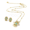 Synthetic Turquoise Stud Earrings & Pendant Necklaces Sets SJEW-M100-02E-G-1