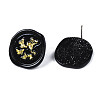 Flat Round with Butterfly Stud Earrings for Women EJEW-N046-017-NR-4