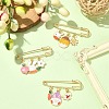 3Pcs 3 Style Easter Rabbit & Carrot & Egg Alloy Enamel Charms Safety Pin Brooches JEWB-TA00014-5