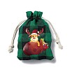 Christmas Theme Rectangle Jute Bags with Jute Cord ABAG-E006-01F-4