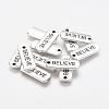 Tibetan Style Alloy Rectangle with Word Believe Pendants X-TIBEP-Q043-066-RS-1