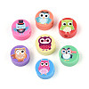 Printed Handmade Polymer Clay Beads CLAY-T022-12K-1
