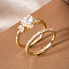 Alloy Micro Pave Cubic Zirconia Finger Rings Sets for Women FS-WGC007F-03-1