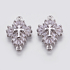 5Pcs Brass Micro Pave Clear Cubic Zirconia Links ZIRC-SZ0005-22-1