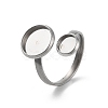 Non-Tarnish 304 Stainless Steel Open Cuff Ring Findings STAS-E124-05F-P-1