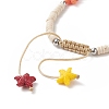 Dyed Synthetic Turquoise(Dyed) Heishi Beaded Bracelets with Dyed Synthetic Coral Starfish BJEW-JB09194-02-5