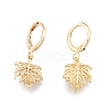 Clear Cubic Zirconia Leaf Dangle Leverback Earrings EJEW-N012-107LG-1