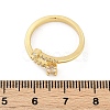 Oval Brass Micro Pave Clear Cubic Zirconia Open Cuff Rings for Women RJEW-G343-24G-5