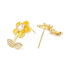 Enamel Flower of Life Stud Earrings with Clear Cubic Zirconia EJEW-I266-12G-05-2