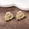 Brass Micro Pave Clear Cubic Zirconia Virgin Mary Stud Earrings EJEW-F400-23B-G-3