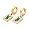 Synthetic Malachite Rectangle Dangle Earrings with Rhinestone EJEW-E286-03G-1