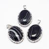 Natural Black Striped Agate/Banded Agate  Pendants G-D851-18-1